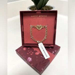 Lucky Brand Gold Tone Heart Link Bracelet NWT